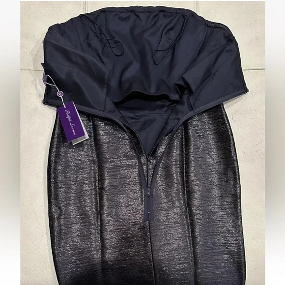 NWT $2990 Ralph Lauren Collection Mychele Metallic Strapless Cocktail Dress Sz 8 - Picture 7 of 16